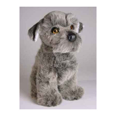 Animaux-Bois-Animaux-Bronzes propose Chien Schnauzer 30 cm assis peluche réaliste Piutre 1207