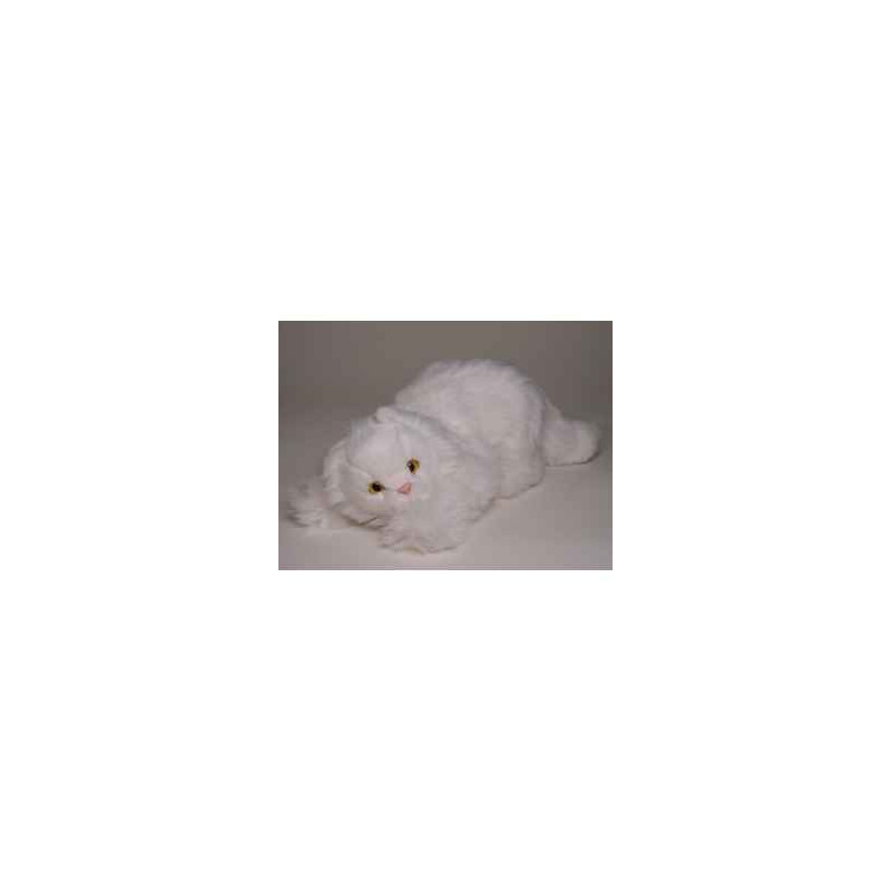 Peluche allongée chat persan blanc 35 cm Piutre   315