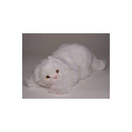 Peluche allongée chat persan blanc 35 cm Piutre   315