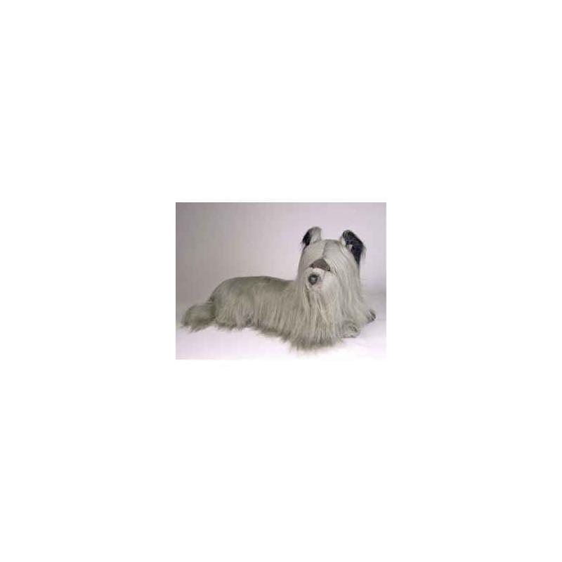 Animaux-Bois-Animaux-Bronzes propose Chien Skye-terrier 60 cm peluche animaux allongés réaliste Piutre 1269