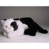 Animaux-Bois-Animaux-Bronzes propose Chat noir et blanc 25 cm peluche animaux allongés réaliste Piutre