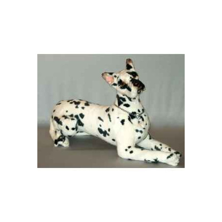 Animaux-Bois-Animaux-Bronzes propose Chien Grand Danois Harlequin 70 cm peluche animaux allongés réaliste Piutre 3266