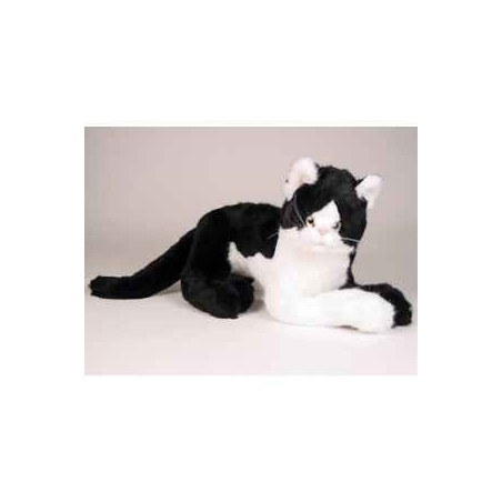 Animaux-Bois-Animaux-Bronzes propose Chat noir/blanc 45 cm peluche animaux allongés réaliste Piutre