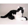 Animaux-Bois-Animaux-Bronzes propose Chat noir/blanc 45 cm peluche animaux allongés réaliste Piutre