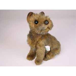 Animaux-Bois-Animaux-Bronzes propose Chien Schnauzer marron 28 cm assis peluche réaliste Piutre 1314