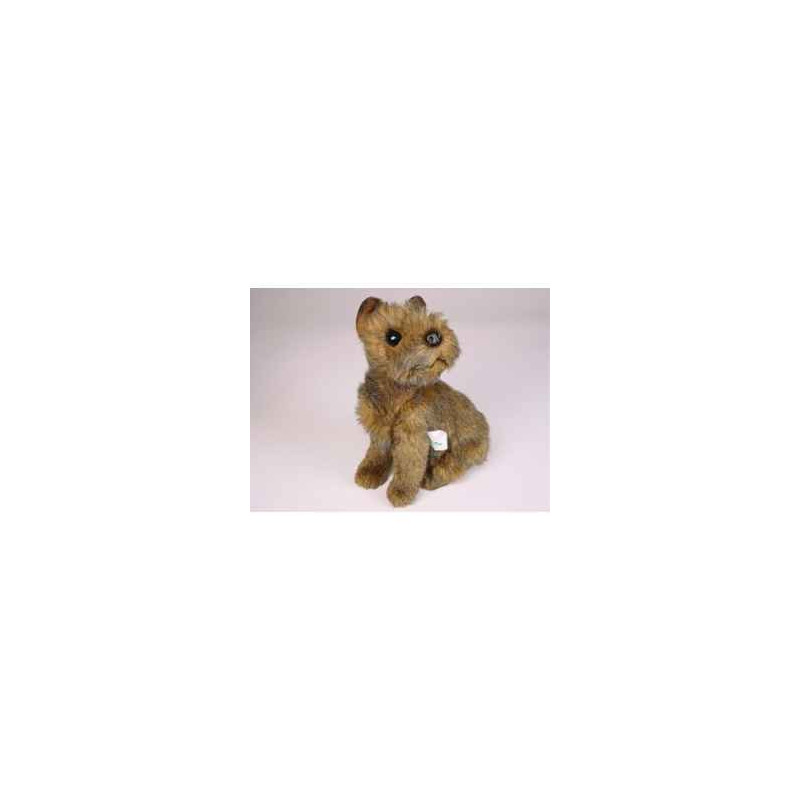 Animaux-Bois-Animaux-Bronzes propose Chien Schnauzer marron 28 cm assis peluche réaliste Piutre 1314