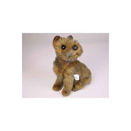 Animaux-Bois-Animaux-Bronzes propose Chien Schnauzer marron 28 cm assis peluche réaliste Piutre 1314