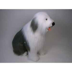 Animaux-Bois-Animaux-Bronzes propose Chien Berger old english 100 cm assis peluche réaliste Piutre 3291