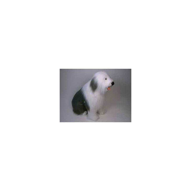 Animaux-Bois-Animaux-Bronzes propose Chien Berger old english 100 cm assis peluche réaliste Piutre 3291