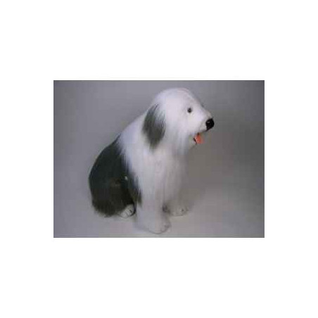 Animaux-Bois-Animaux-Bronzes propose Chien Berger old english 100 cm assis peluche réaliste Piutre 3291