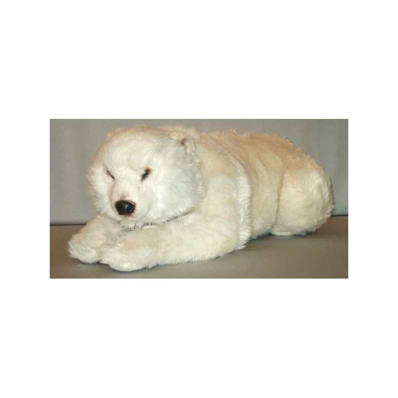 Décoration animaux Ours polaire 85 cm peluche animaux allongés réaliste Piutre 2161