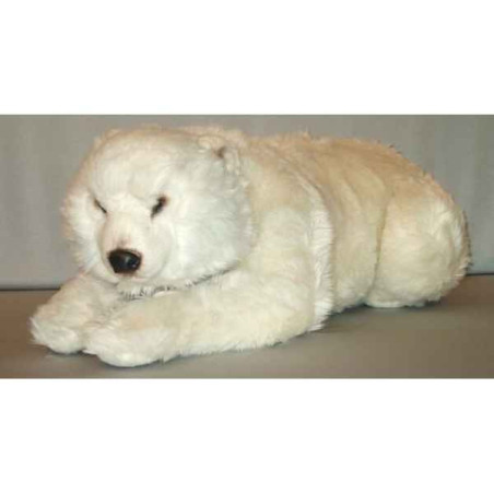 Décoration animaux Ours polaire 85 cm peluche animaux allongés réaliste Piutre 2161