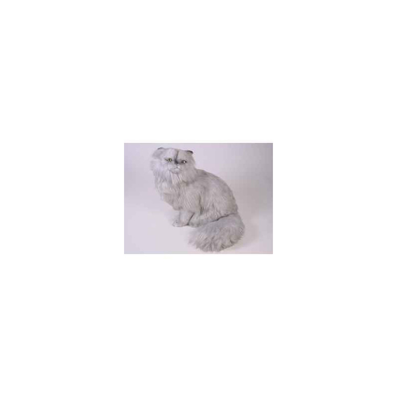 Animaux-Bois-Animaux-Bronzes propose Chat persan argenté 40 cm assis réaliste Piutre