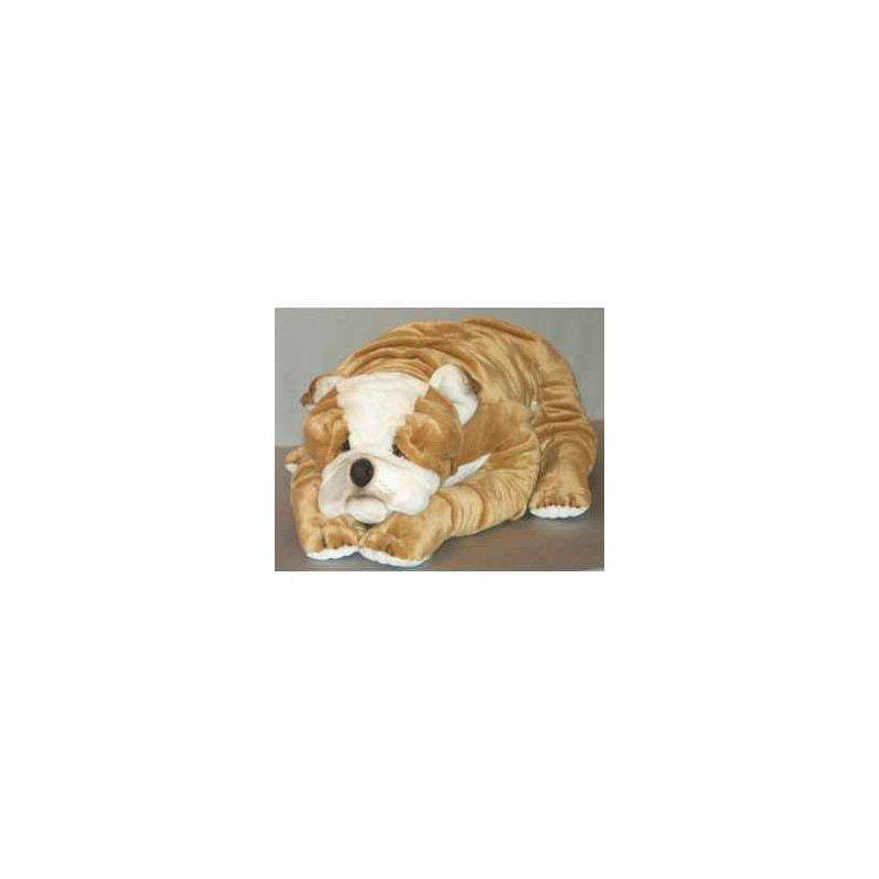 Animaux-Bois-Animaux-Bronzes propose Chien Bull-dog 120 cm peluche animaux allongés réaliste Piutre 3289