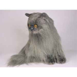 Animaux-Bois-Animaux-Bronzes propose Chat angora gris 45 cm assis réaliste Piutre