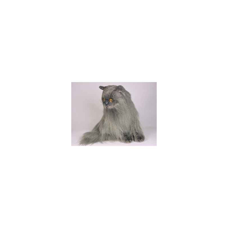Animaux-Bois-Animaux-Bronzes propose Chat angora gris 45 cm assis réaliste Piutre