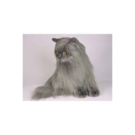 Animaux-Bois-Animaux-Bronzes propose Chat angora gris 45 cm assis réaliste Piutre