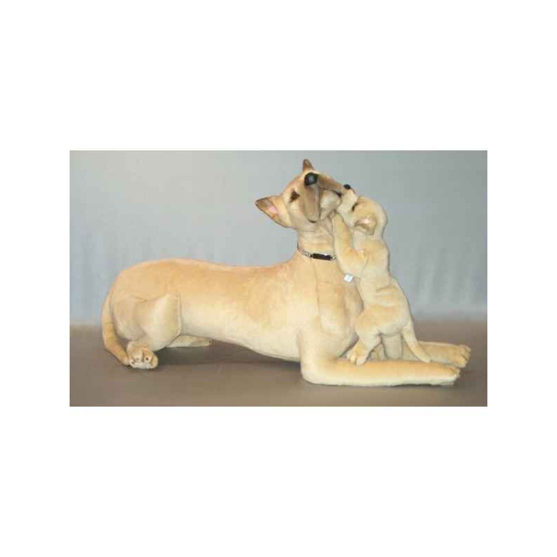 Animaux-Bois-Animaux-Bronzes propose Chien Grand Danois avec chiot 120 cm peluche animaux allongés réaliste Piutre 3301