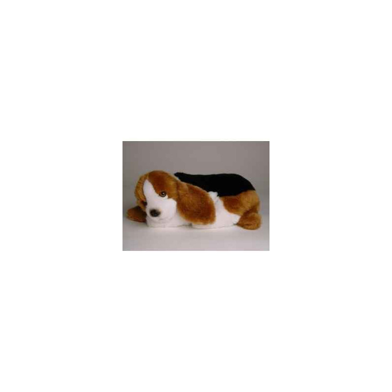 Animaux-Bois-Animaux-Bronzes propose Chien Basset-hound 30 cm peluche animaux allongés réaliste Piutre 3251