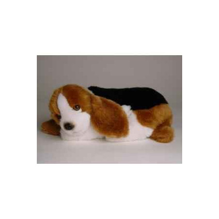 Animaux-Bois-Animaux-Bronzes propose Chien Basset-hound 30 cm peluche animaux allongés réaliste Piutre 3251