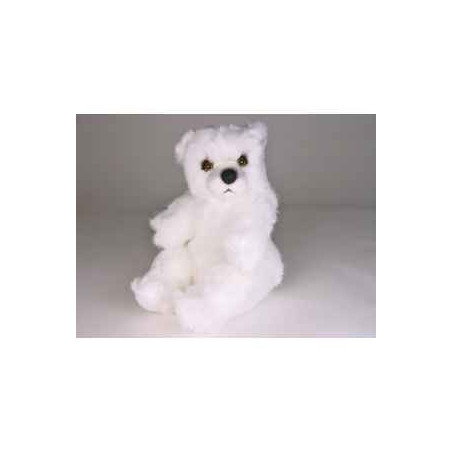 Décoration animaux Ours polaire 30 cm assis peluche réaliste Piutre 2119