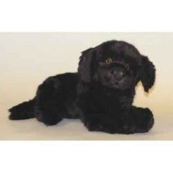 Animaux-Bois-Animaux-Bronzes propose Chien Terre Neuve 40 cm peluche animaux allongés réaliste Piutre 2236