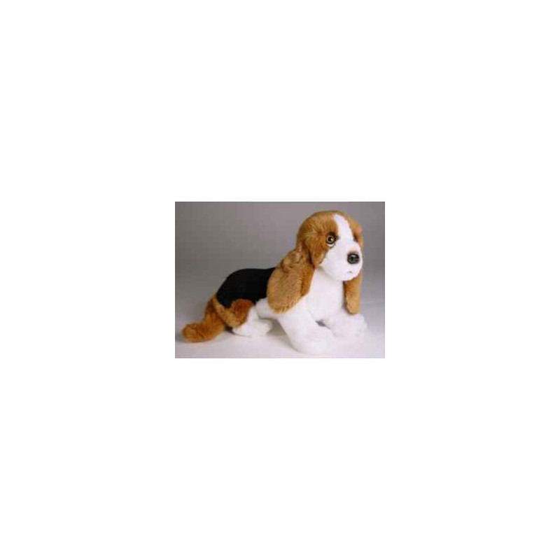 Animaux-Bois-Animaux-Bronzes propose Chien Basset-hound 30 cm assis peluche réaliste Piutre 3252