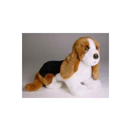 Animaux-Bois-Animaux-Bronzes propose Chien Basset-hound 30 cm assis peluche réaliste Piutre 3252