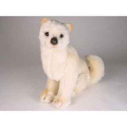 Animaux-Bois-Animaux-Bronzes propose Chien Shiba inu crème 40 cm assis peluche réaliste Piutre 3368
