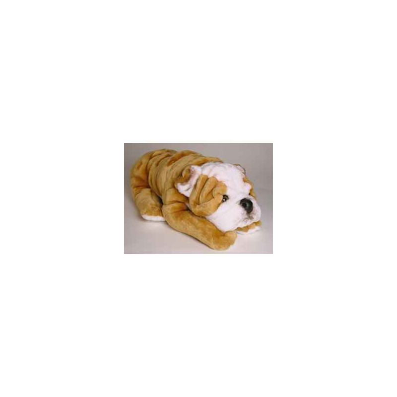 Animaux-Bois-Animaux-Bronzes propose Chien Bull-dog 45 cm peluche animaux allongés réaliste Piutre 3287