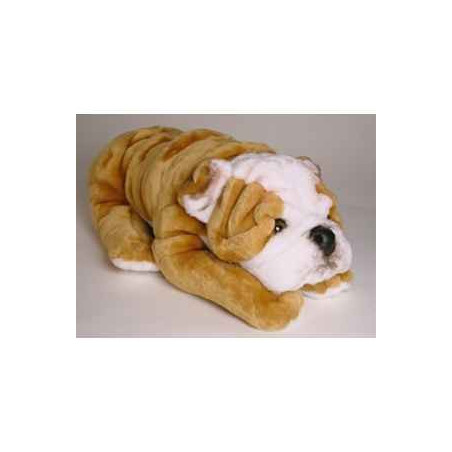 Animaux-Bois-Animaux-Bronzes propose Chien Bull-dog 45 cm peluche animaux allongés réaliste Piutre 3287