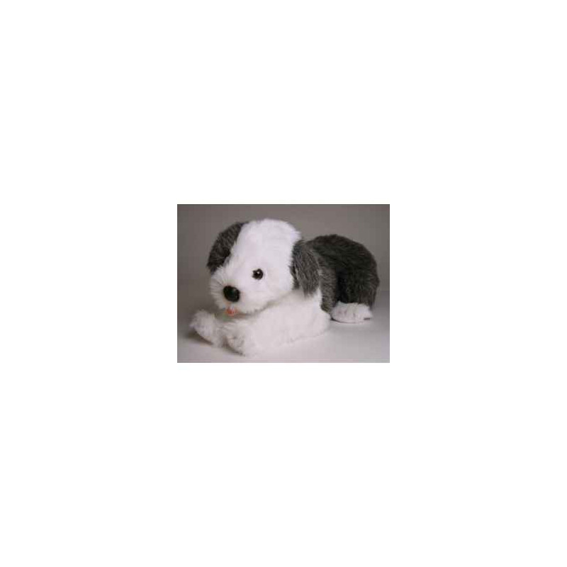 Animaux-Bois-Animaux-Bronzes propose Chien Berger Anglais 45 cm peluche animaux allongés réaliste Piutre 3296