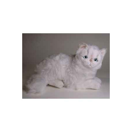 Animaux-Bois-Animaux-Bronzes propose Chat persan chinchilla blanc 30 cm peluche animaux allongés réaliste Piutre