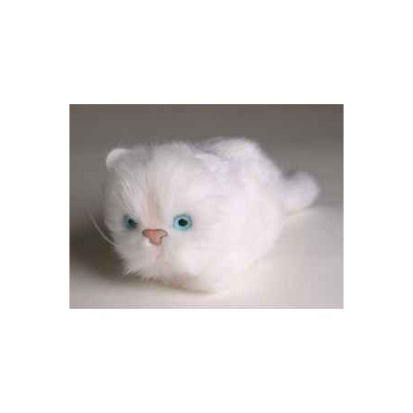 Animaux-Bois-Animaux-Bronzes propose Chaton blanc 12 cm peluche animaux allongés réaliste Piutre