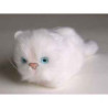 Animaux-Bois-Animaux-Bronzes propose Chaton blanc 12 cm peluche animaux allongés réaliste Piutre