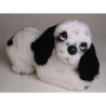 Animaux-Bois-Animaux-Bronzes propose Chien Cocker noir/blanc 35 cm peluche animaux allongés réaliste Piutre 3206