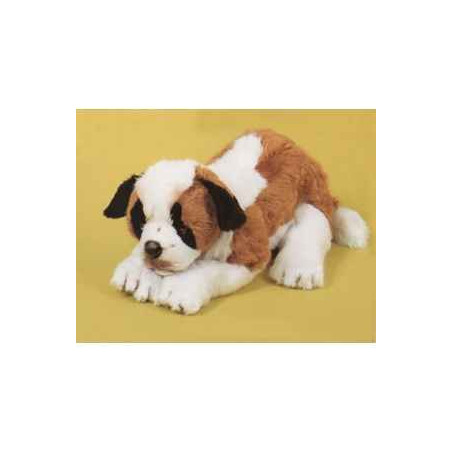 Animaux-Bois-Animaux-Bronzes propose Chien Saint bernard 45 cm peluche animaux allongés réaliste Piutre 2296