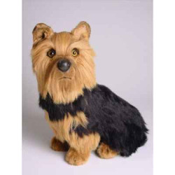 Animaux-Bois-Animaux-Bronzes propose Chien Yorkshire terrier 35 cm assis peluche réaliste Piutre 3298