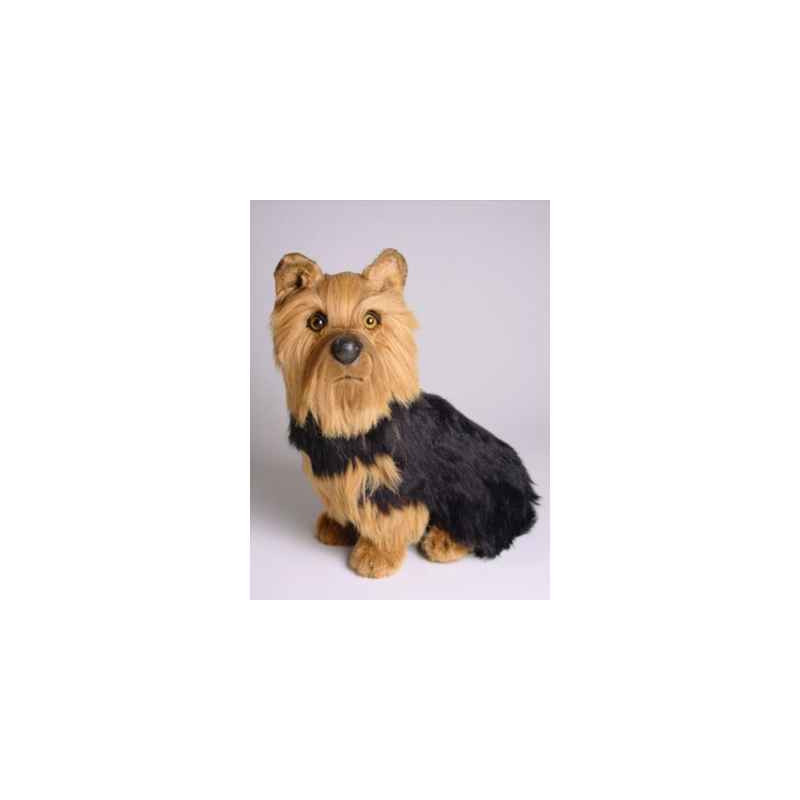 Animaux-Bois-Animaux-Bronzes propose Chien Yorkshire terrier 35 cm assis peluche réaliste Piutre 3298
