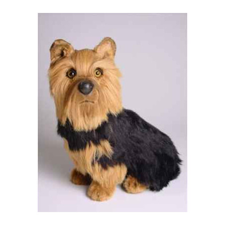 Animaux-Bois-Animaux-Bronzes propose Chien Yorkshire terrier 35 cm assis peluche réaliste Piutre 3298