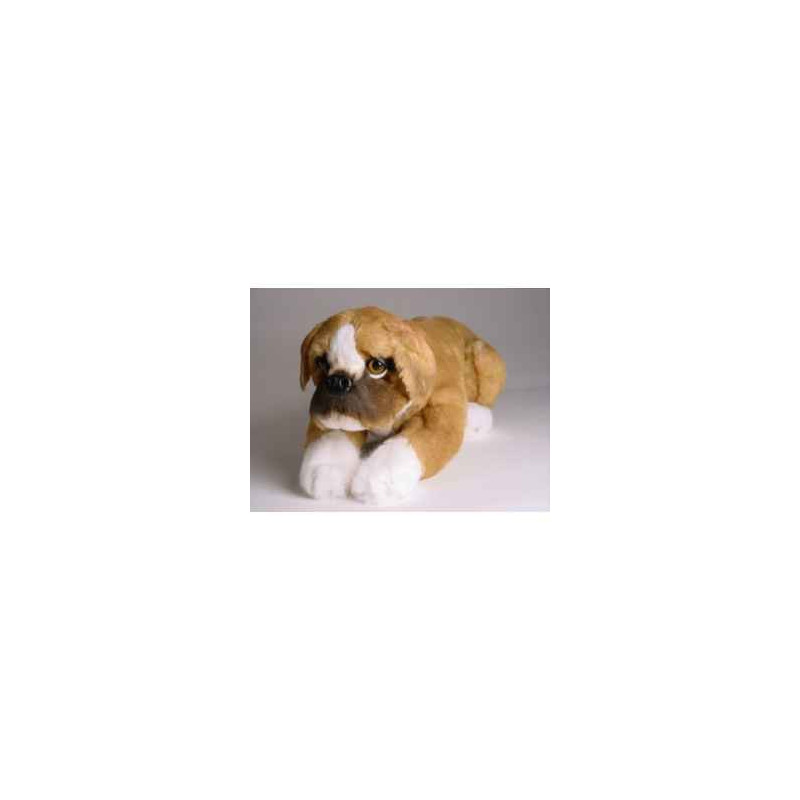 Animaux-Bois-Animaux-Bronzes propose Chien Boxer 30 cm peluche animaux allongés réaliste Piutre 2286