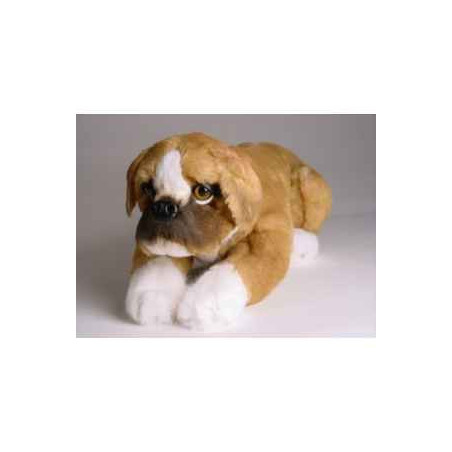 Animaux-Bois-Animaux-Bronzes propose Chien Boxer 30 cm peluche animaux allongés réaliste Piutre 2286