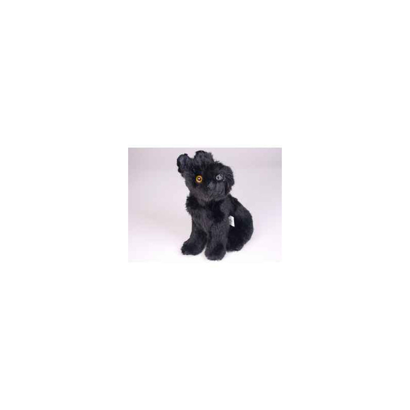 Animaux-Bois-Animaux-Bronzes propose Chien Schnauzer noir 28 cm assis peluche réaliste Piutre 1315