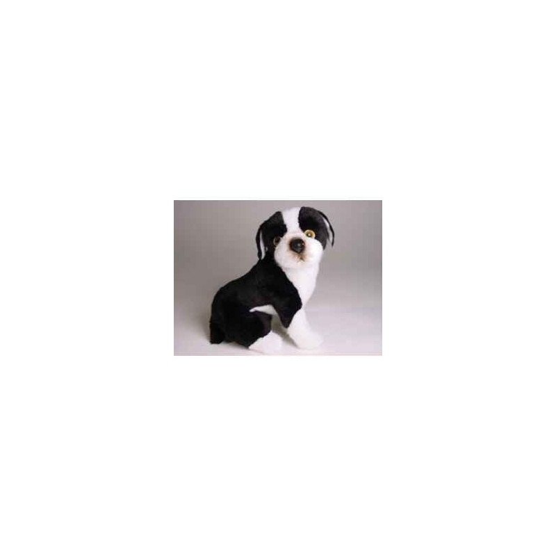 Animaux-Bois-Animaux-Bronzes propose Chien Boston terrier assis 30 cm peluche réaliste Piutre 4221
