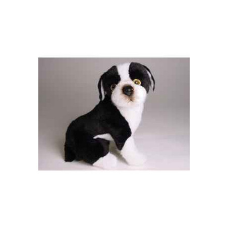 Animaux-Bois-Animaux-Bronzes propose Chien Boston terrier assis 30 cm peluche réaliste Piutre 4221