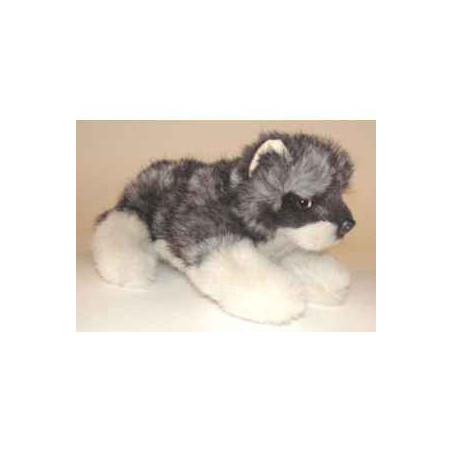 Peluche allongée loup caucasien 22 cm Piutre   1245