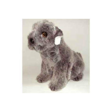 Animaux-Bois-Animaux-Bronzes propose Chien Schnauzer 40 cm assis peluche réaliste Piutre 1259