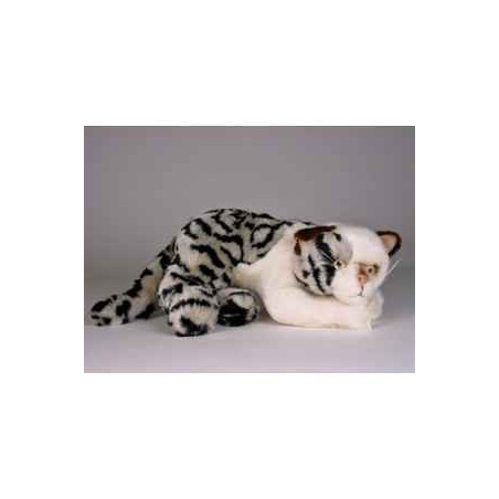 Animaux-Bois-Animaux-Bronzes propose Chat tâcheté 25 cm peluche animaux allongés réaliste Piutre