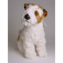 Animaux-Bois-Animaux-Bronzes propose Chien Fox terrier 35 cm assis peluche réaliste Piutre 3235