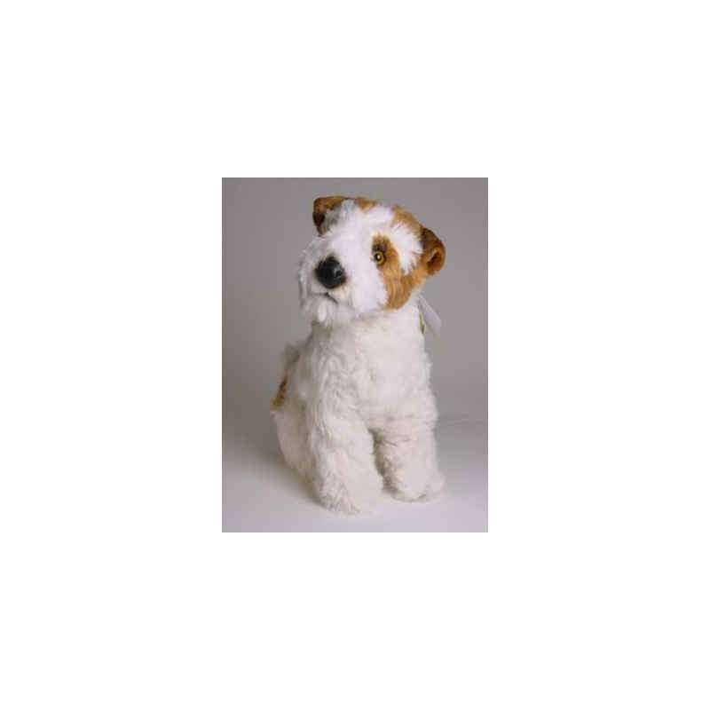 Animaux-Bois-Animaux-Bronzes propose Chien Fox terrier 35 cm assis peluche réaliste Piutre 3235